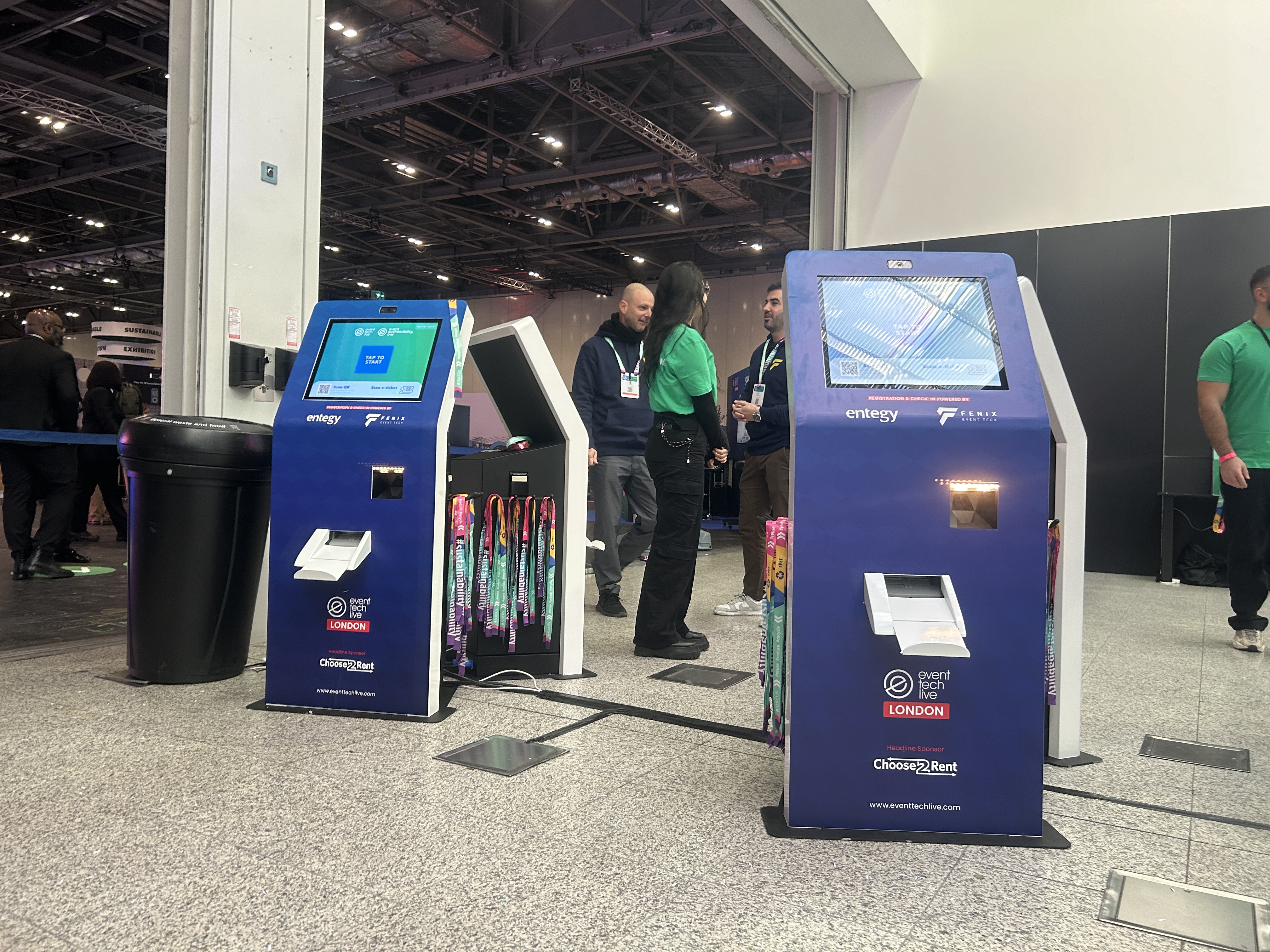 Two registration kiosks provided by Fenix Event Tech at ETL 2024 in London